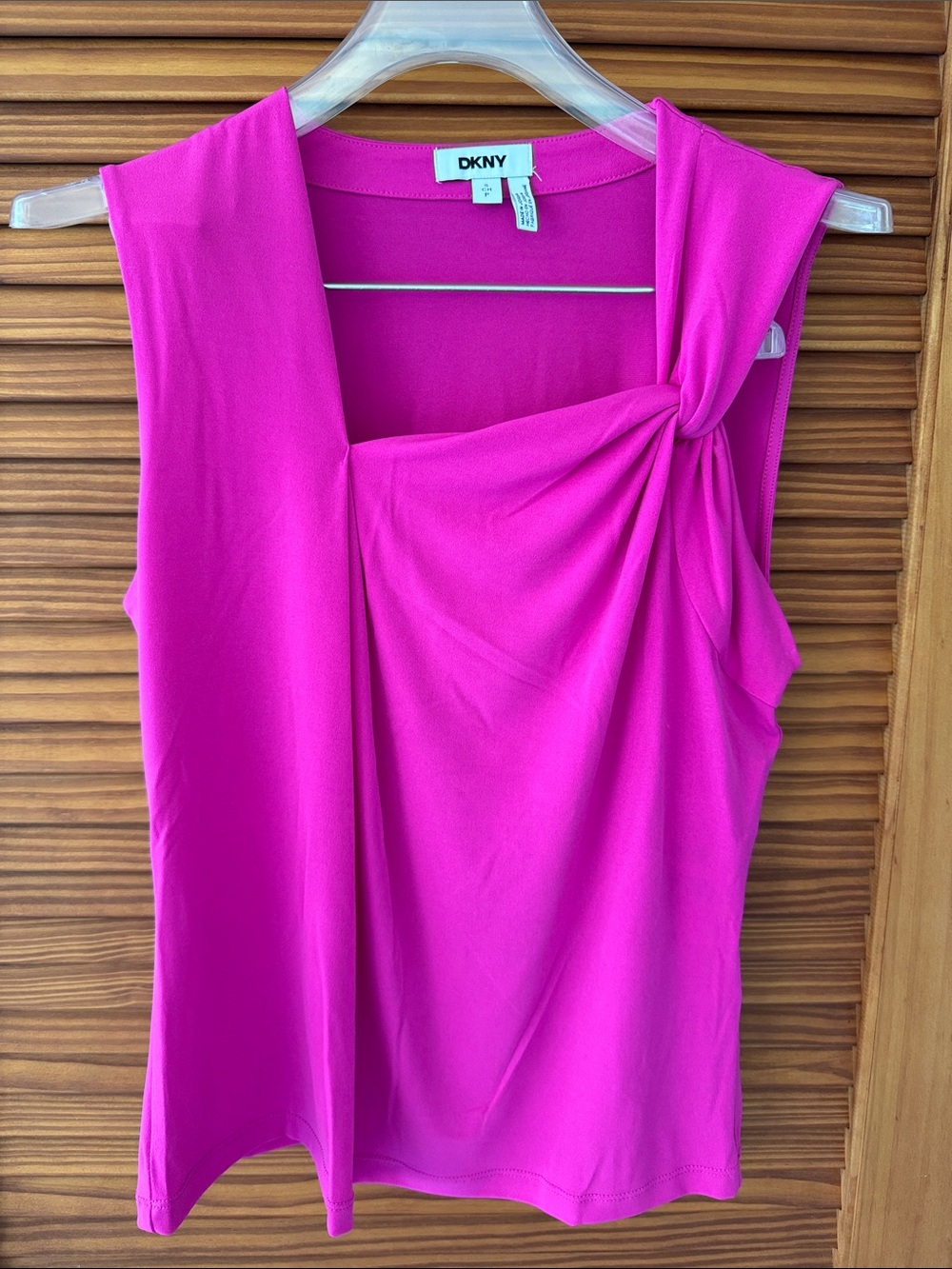 DKNY Women's Bright Fuchsia Knot-Shoulder Sleeveless Top